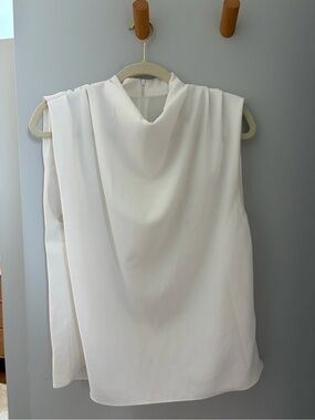 Zara White Sleeveless Draped-Cowl Neck Dress